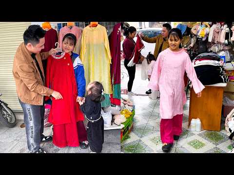 Dad took Diem and Quynh to buy traditional clothes to wear during Tet