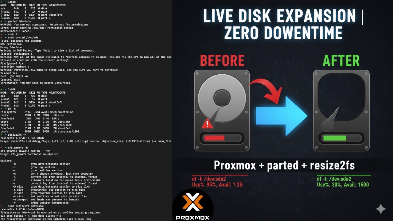 Proxmox VE 9.0 guide: how to live-resize a linux VM disk | ZERO downtime!