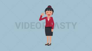 Asian Corporate Woman Waving Her Hand Animation [MOV & GIF]