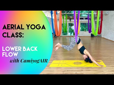 30 min Aerial Yoga Class - Lower Back Flow & Pain Relief | Beginner - Intermediate | CamiyogAIR