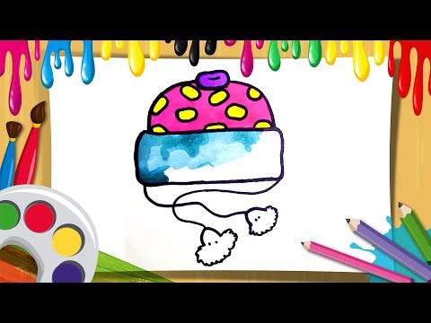 How to draw kids winter cap - drawing and coloring winter hat - how to draw hat