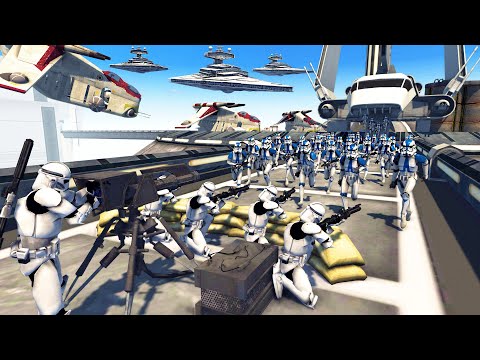 Clone Trooper BRIDGE DEFENSE vs Stormtrooper Invasion! - Men of War: Star Wars Mod