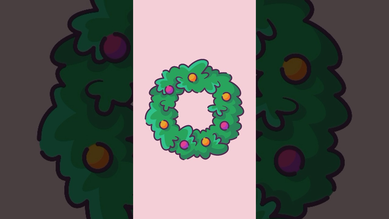 Vector Cute Christmas Wreath In Adobe Illustrator 🌟 #adobeillustrator #vector #speedart #tutorial