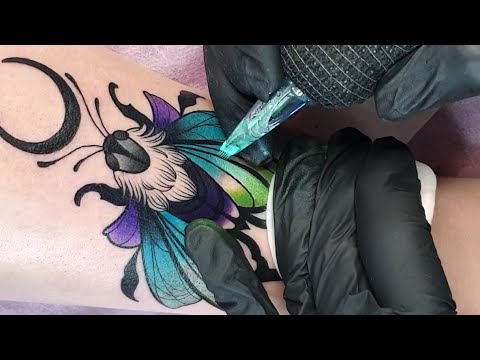 Moth Neotraditional Tattoo Time lapse