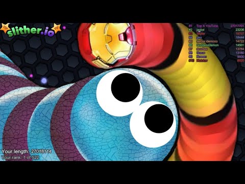Slither.io A.I. HulkBuster Vs Giant Snake - Avengers Skin Slither.io Best Gameplay - Slither.io Vip