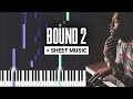Bound 2 - Kanye West - Piano Tutorial - Sheet Music & MIDI