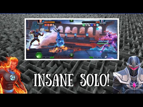 Insane Abyss Darkhawk solo! (3 minute 20 second takedown with Human Torch) NO Synergies!