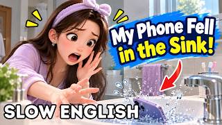 📱 My Phone Fell in the Sink! | A2 Level | Slow English Story for Beginners