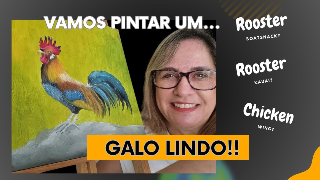 Pintando um Galo Lindo Rooster Kauai em óleo sobre tela