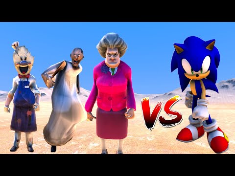 Kirpi Sonic Vs Granny Scary Teacher Ice Scream Horror - Süper Kahramanlar