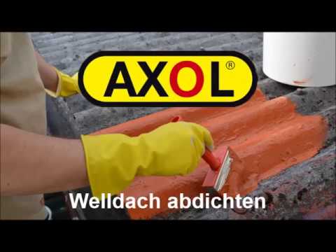 Dachbeschichtung zum Sanieren von Welldächern. Abdichten von Rissen in Wellplatten mit AXOL