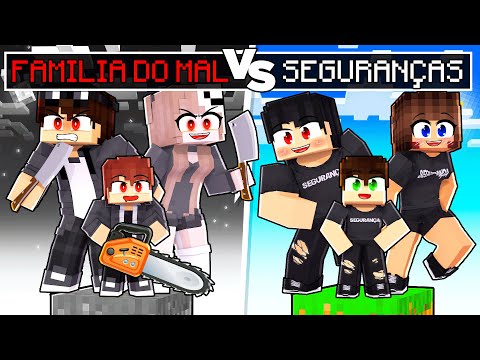 FAMILIA DE SEGURANÇAS vs FAMILIA DO MAL em APENAS UM BLOCO no Minecraft