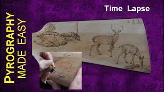 Wood Burning Art - Deer on rifle stock - pyrography time lapse