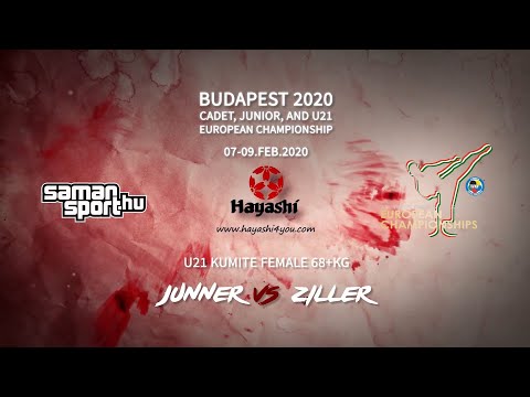 Karate WKF 2020 Budapest - Junner Niamh vs Ziller Lora - U21 Kumite Female 68+kg Final