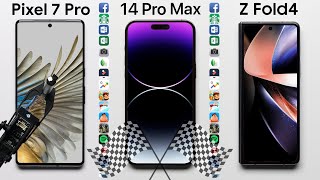 Google Pixel 7 Pro vs Apple iPhone 14 Pro Max vs Samsung Galaxy Fold 4 Speed Test