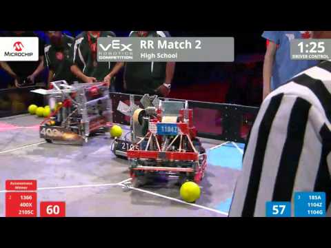VEX Worlds 2016 - VRC HS Finals - Round Robin 2 (1366 400X 2105C) 272 vs 297 (185A 1104Z 1104G)