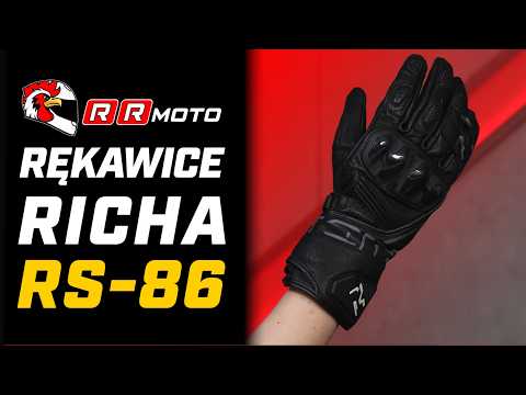 RICHA RS_86 _ długie skórzane rękawice motocyklowe z twardym protektorem i mostkiem na palcach
