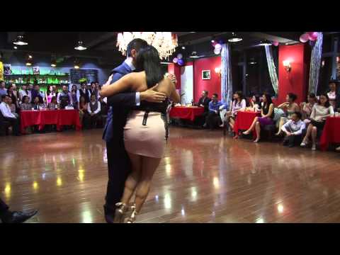  Javier Rodriguez,    Sebastian Jimenez,    and  Maria Ines Bogado  are  dancing  to  a  tango  at  Shanghai Tango Marathon  in  2014