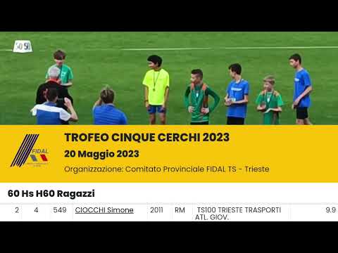 60 metri ostacoli categoria Ragazzi - Trofeo Cinque Cerchi - Trieste, 20 maggio 2023