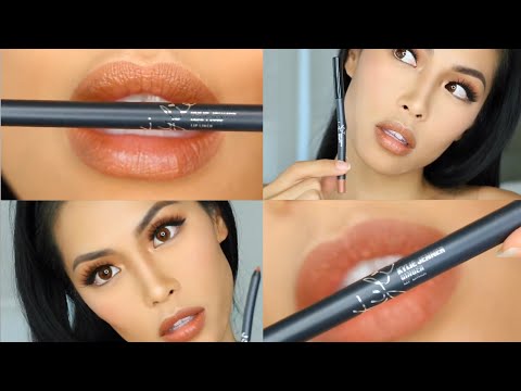 Kylie Cosmetics Lip Liner ICED LATTE & GINGER Swatch, Review, & Tutorial