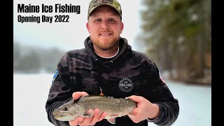 Ice Fishing Maine Opening Day 2022, Splake, Brook Trout and a check from the Warden Services