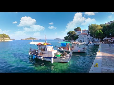 A walk through Skiathos Town in summer 2020, 4K