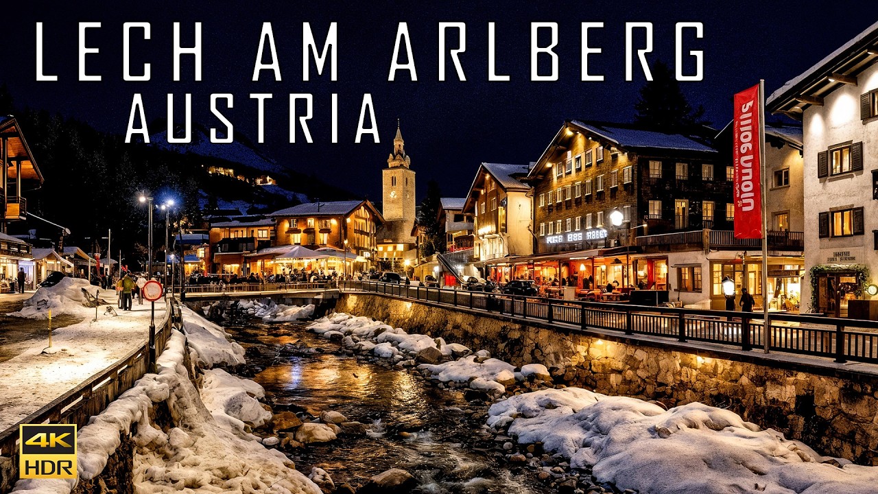 Lech Am Arlberg Austria | This Place looks Epic At Night | Snow Village Evening Walk 4K