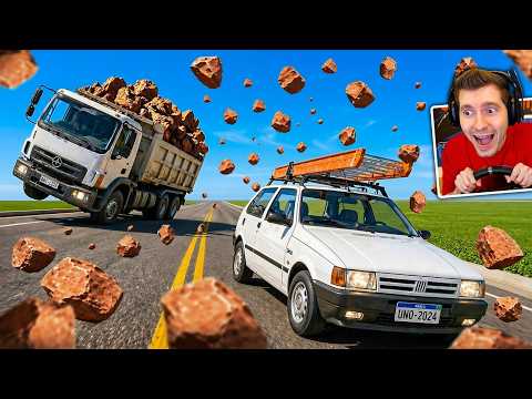 UNO ESCADA vs 988km/h de PEDRAS no BeamNG Drive!