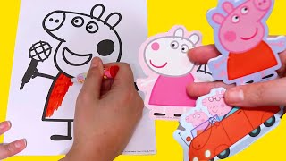 Peppa Pig Giant Coloring Toy Set ! Toys and Dolls Family Fun Activities for Kids | Sniffycat