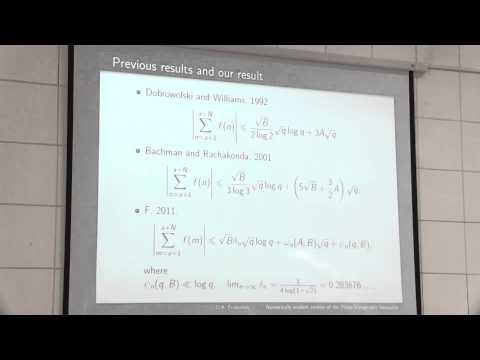 Jan 31. Talk 6. On the Pólya-Vinogradov inequality and its generalization