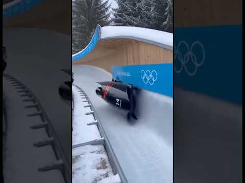Bobsled flies off the track during Olympic run #winter #olympics #milanocortina #accident #news