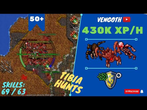 EK SOLO lvl 50+ (50 AO 90) 430K XP/H SKILLS 69/63 - TIBIA HUNT - (EK SOLITÁRIO DO ZERO)