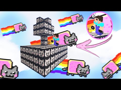 NOOB SURVIVAL on NYAN CAT LUCKY BLOCK ISLAND in MINECRAFT!