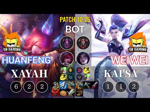 SN huanfeng Xayah vs SN Weiwei Kai'Sa Bot - KR Patch 10.25