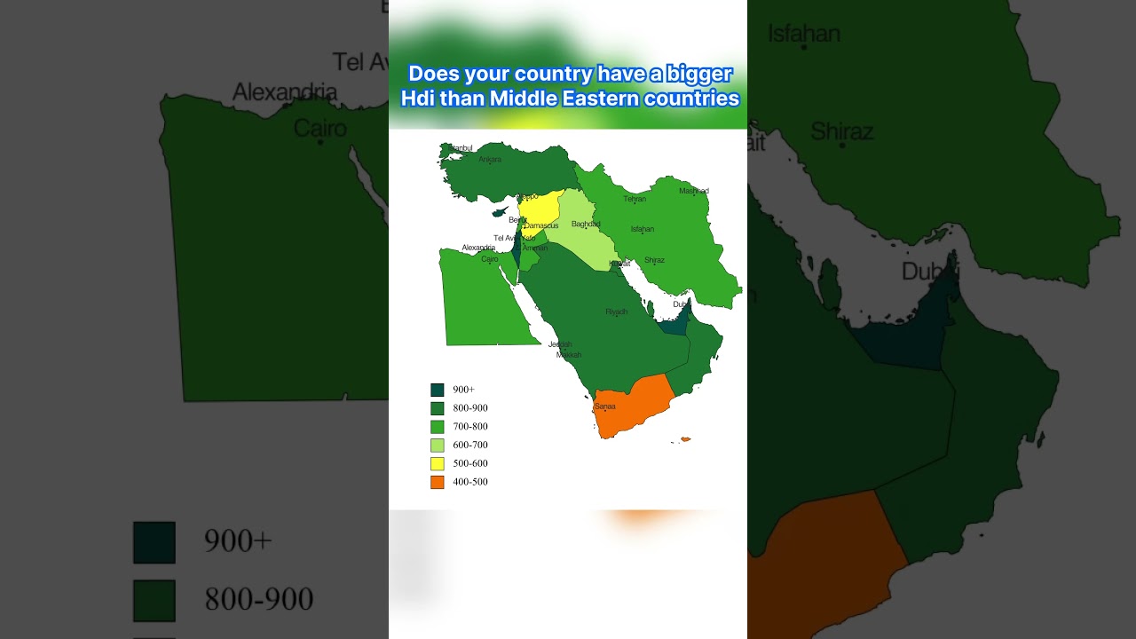 HDI in Middle East #geography #map #middleeast #hdi #country #mapping #viral #fypシ #maps