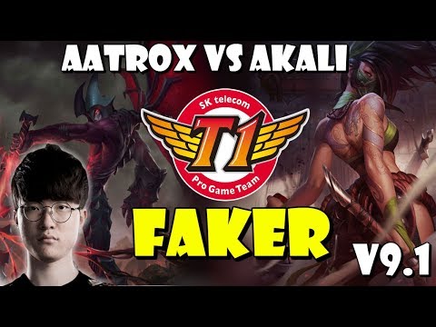 [ SKT T1 Faker ] - Aatrox vs Akali Mid - Patch 9.1 KR Ranked - KDA 7/1/8