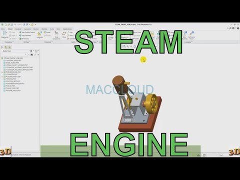 STEAM ENGINE | PTC CREO Modeling | ASSEMBLY AND MECHANISM PTC CREO