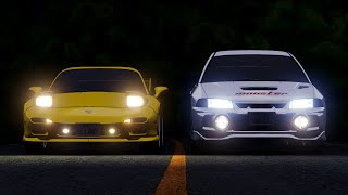 【頭文字Dリメイク】Initial D FD3S vs EVO4 in Blender 【Initial D × Blender】
