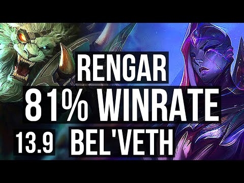 RENGAR vs BEL'VETH (JNG) | 81% winrate, Rank 3 Rengar, 6/1/6 | TR Challenger | 13.9
