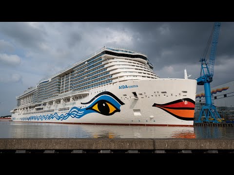 Float out of new cruise ship AIDAcosma |4K