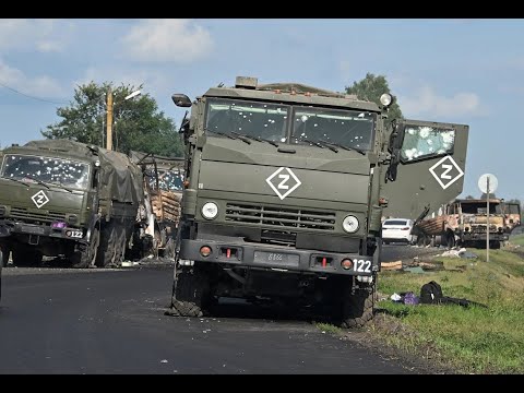 Разбитая колонна ВС РФ, около н.п. Рыльск.
