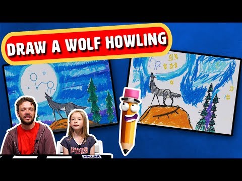 How To Draw a wolf howling at the moon | Art for Kids...