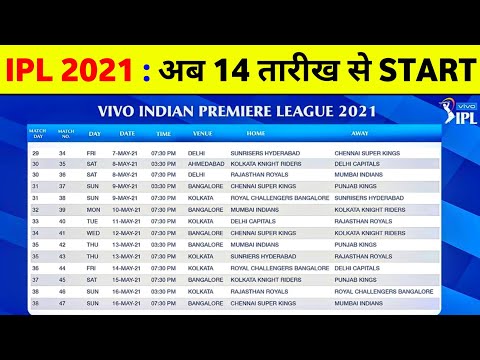 IPL 2021 New Date : When Will IPL 2021 Start Again || IPL 2021 New Schedule