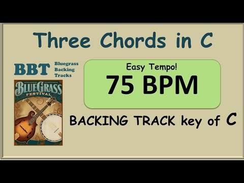 3 Chord Bluegrass Progression in C backing track 75 BPM