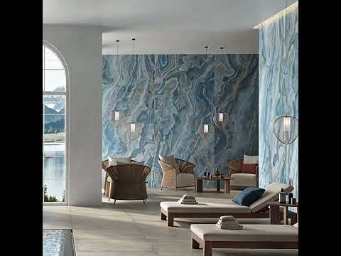 Carrelage sol et mur poli effet marbre Bavaro bleu cobalt 60x120 cm