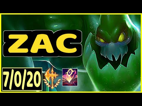 ✅ZAC VS AZIR - 7/0/20 KDA MID GAMEPLAY CHALLENGER I✅
