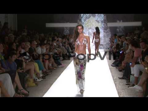 Models walk the runway during the Agua Bendita - Mercedes...