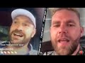 "IM FIT AS A FIDDLE!" TYSON FURY TELLS BILLY JOE SAUNDERS HE WILL RETURN TO FIGHT IN NOV/DEC