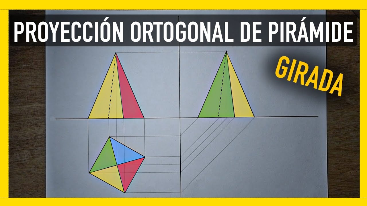 Cómo hacer una pirámide girada en proyecciones ortogonales - RÁPIDO Y FÁCIL - Dibujo técnico.