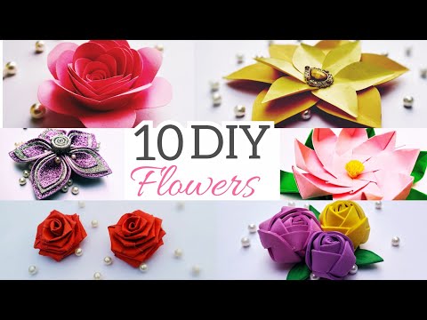 10 DIY Flowers // How to make different types of flowers// #ChetanaDIY #DIYflowers